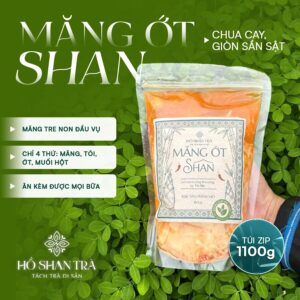 Măng Ớt Shan Tây Bắc Túi Zip 1,1kg, Măng Tre Non Ngâm Tỏi Ớt Muối Hột, Giòn Sần Sật | Hồ Shan Trà